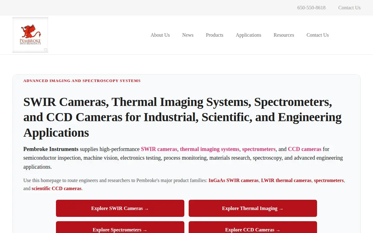 Homepage of Pembroke Instruments, LLC