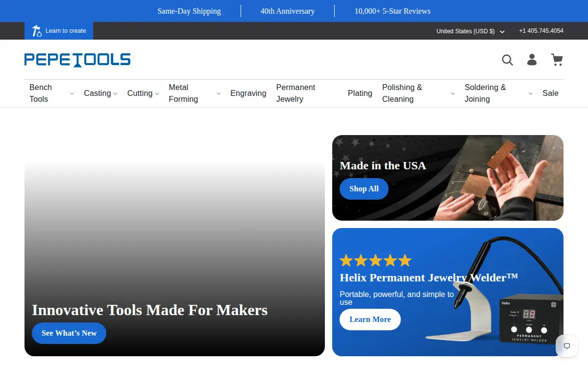 Homepage of Pepe Tools, INC
