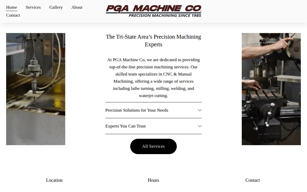 Homepage of Pga Machine CO