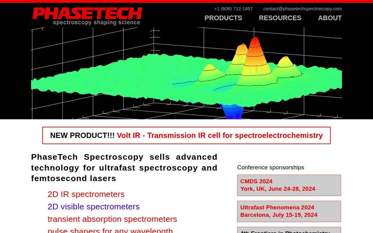 Homepage of Phasetech Spectroscopy INC.