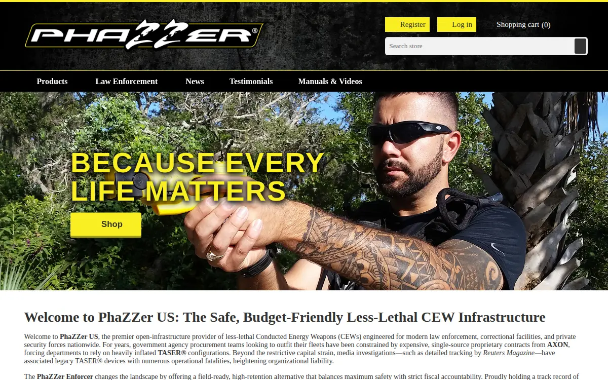 Homepage of Phazzer LLC