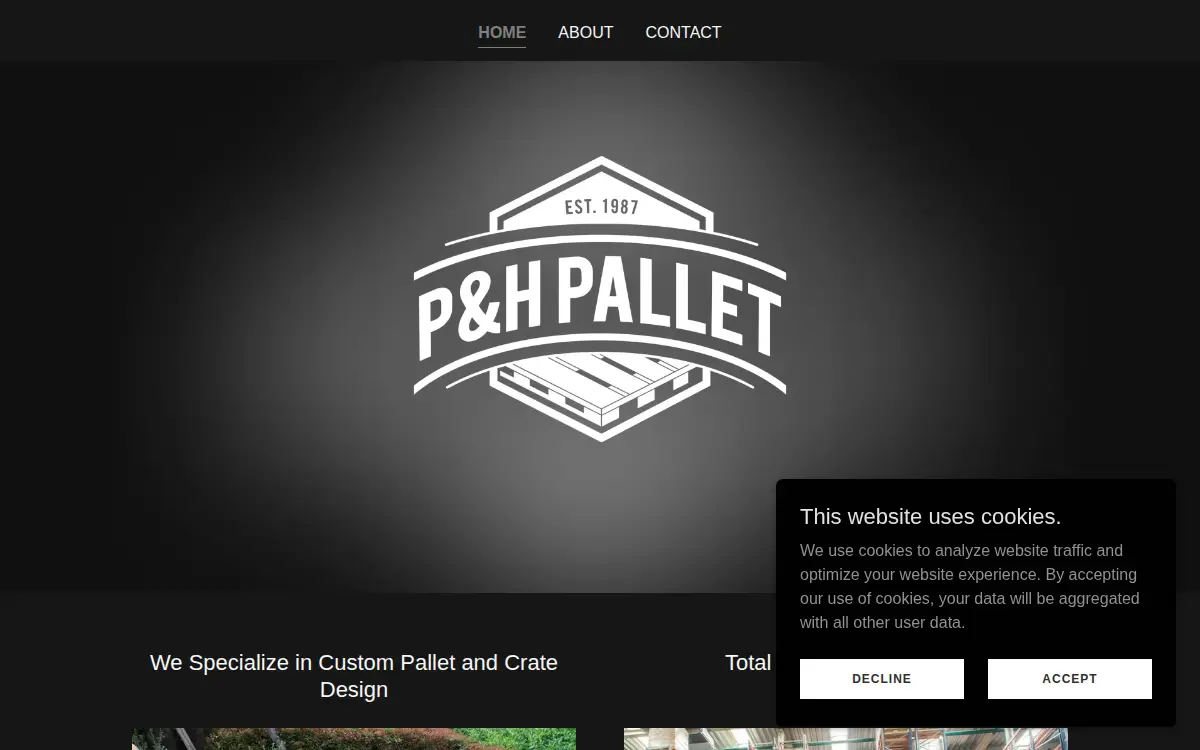 Homepage of P&h Pallet Corporation
