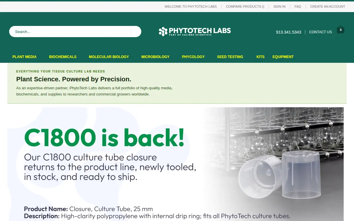 Homepage of Phytotech Labs, INC