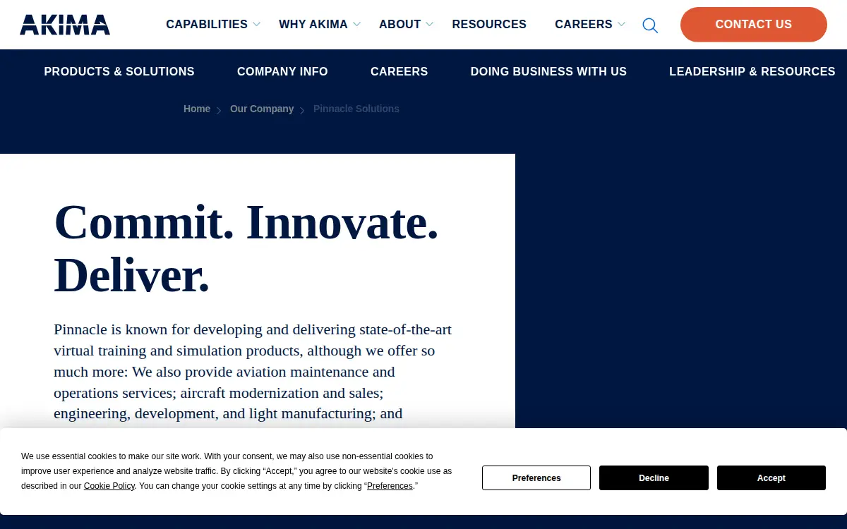 Homepage of Pinnacle Solutions, LLC