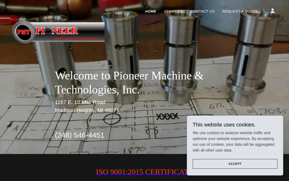 Homepage of Pioneer Machine and Technology, INC.