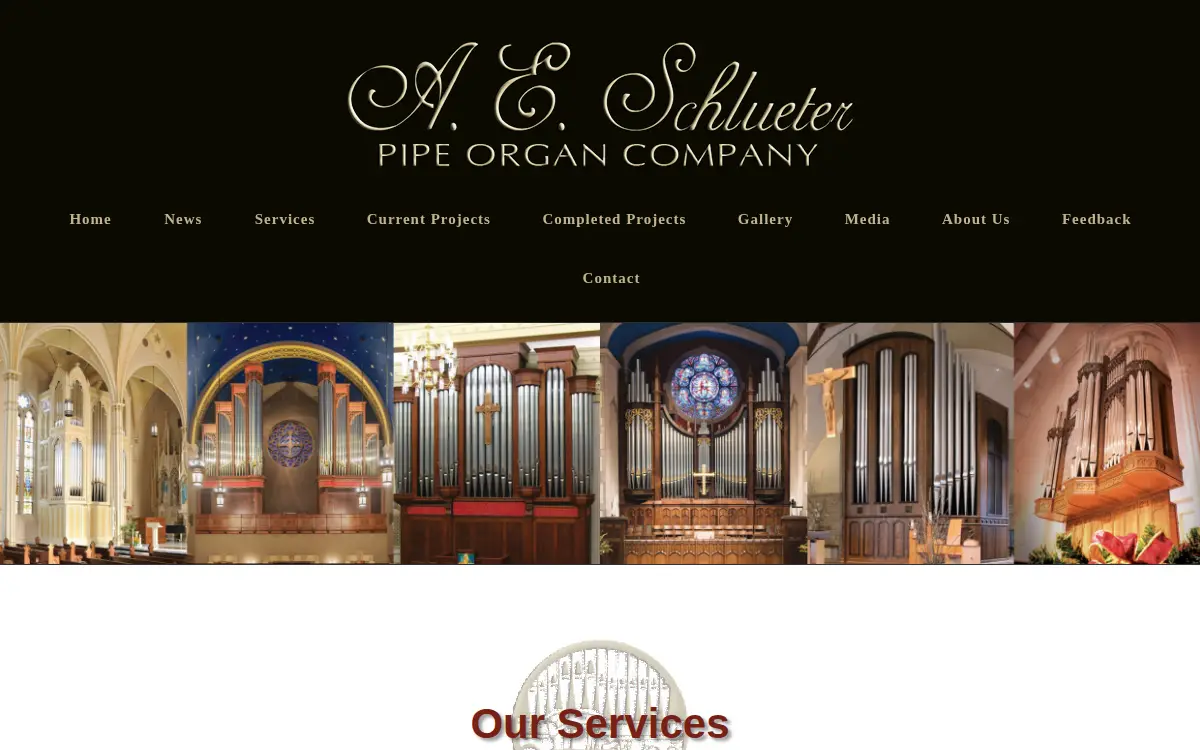 Homepage of A. E. Schlueter Pipe Organ Sales and Service, INC.