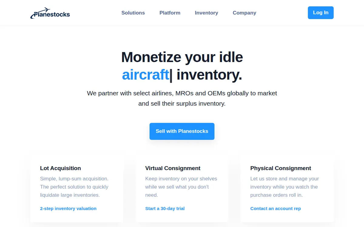 Homepage of Planestocks LLC