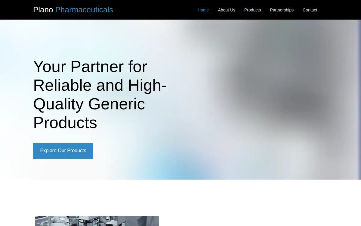 Homepage of Plano Pharmaceuticals INC.