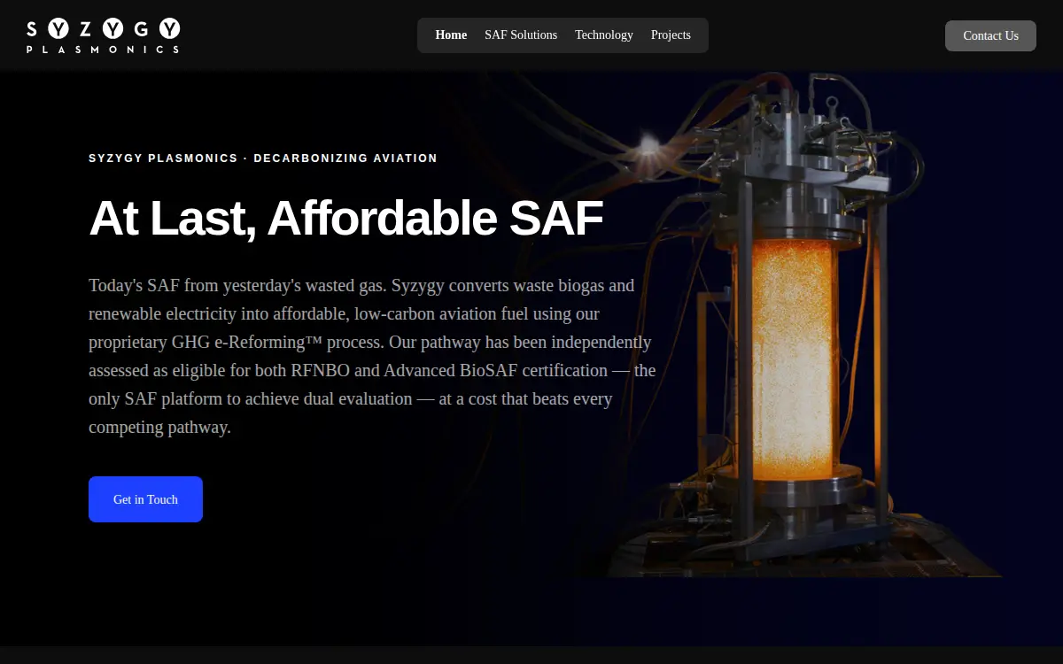 Homepage of Syzygy Plasmonics INC