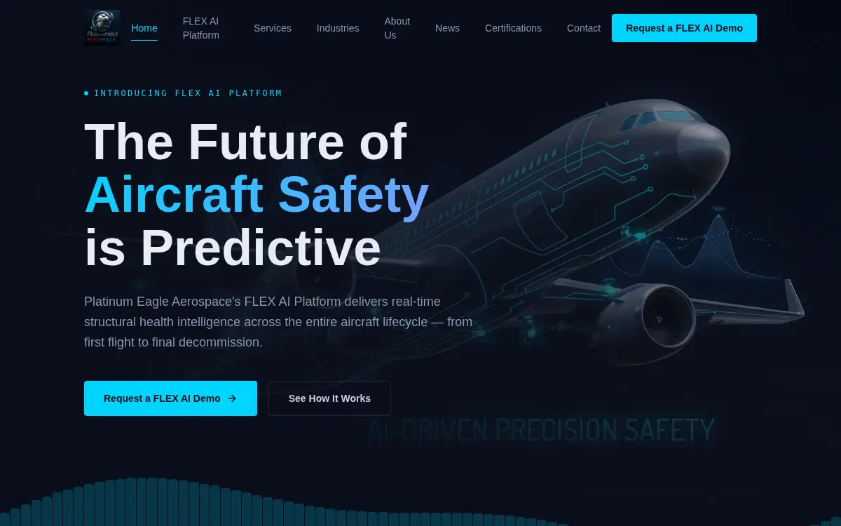 Homepage of Platinum Eagle Aerospace, LLC