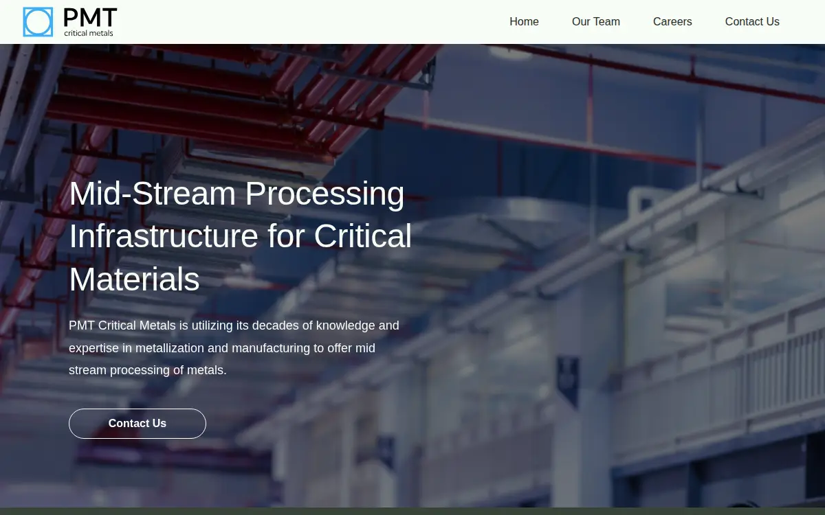 Homepage of Pmt Critical Metals INC.