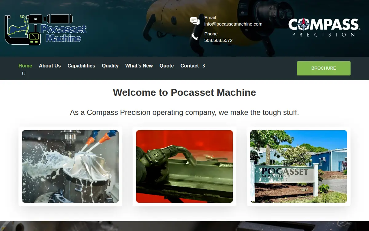 Homepage of Pocasset Machine, LLC