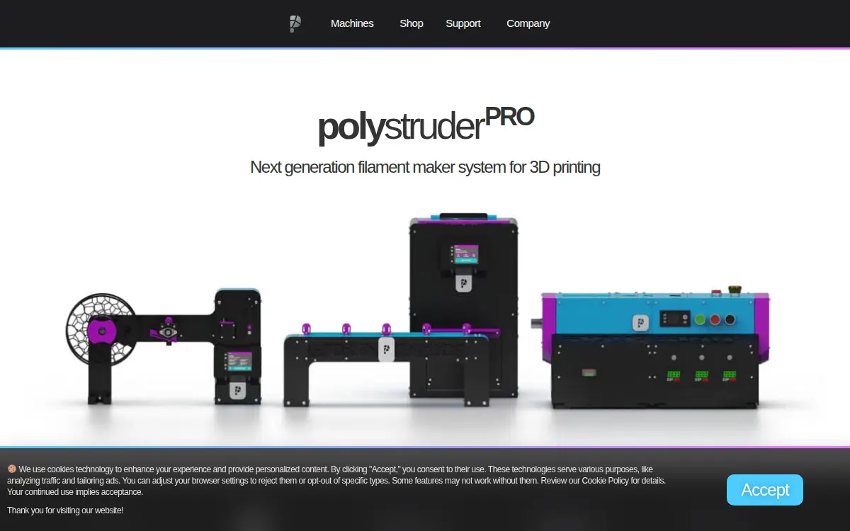 Homepage of Polystruder LLC
