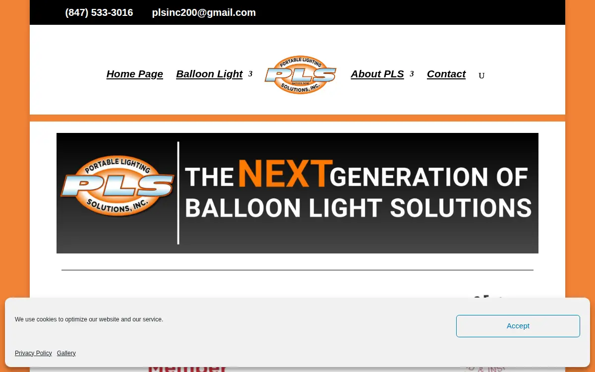 Homepage of Portable Lighting Solutions, INC.