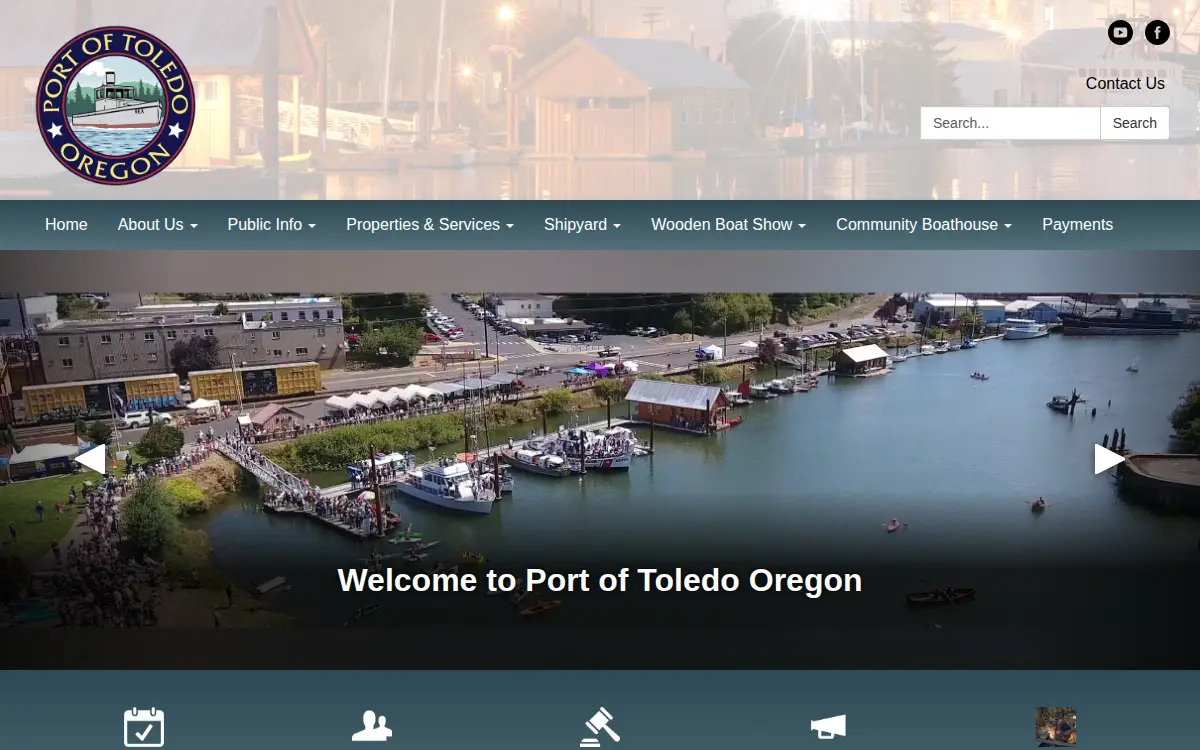 Homepage of Port of Toledo