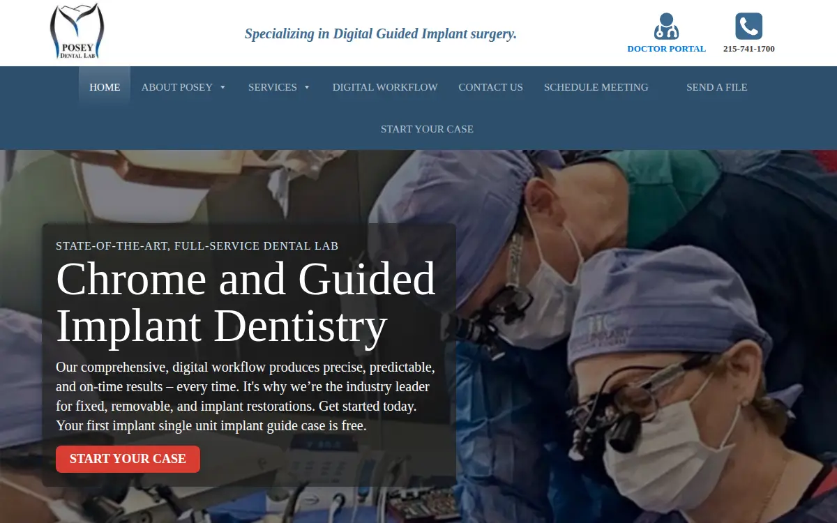 Homepage of Posey Dental Lab INC