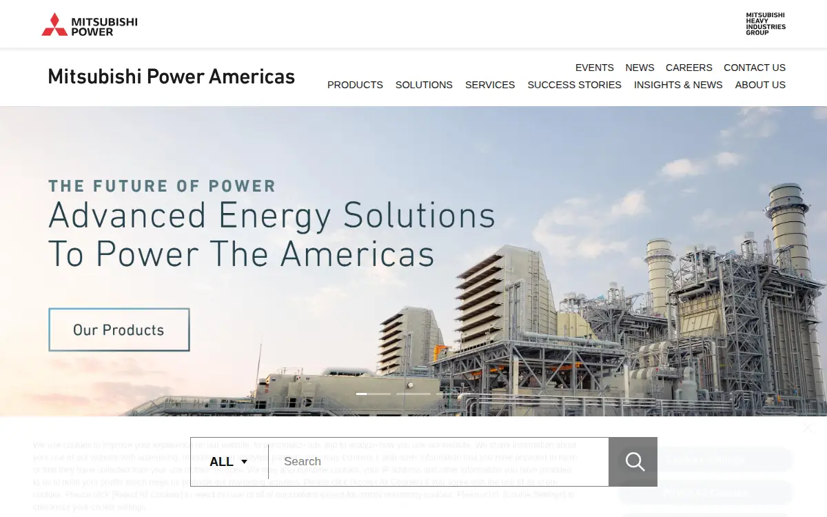 Homepage of Mitsubishi Power Americas, INC.