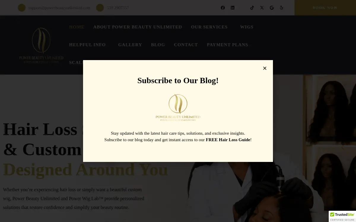 Homepage of Power Beauty Unlimited LLC