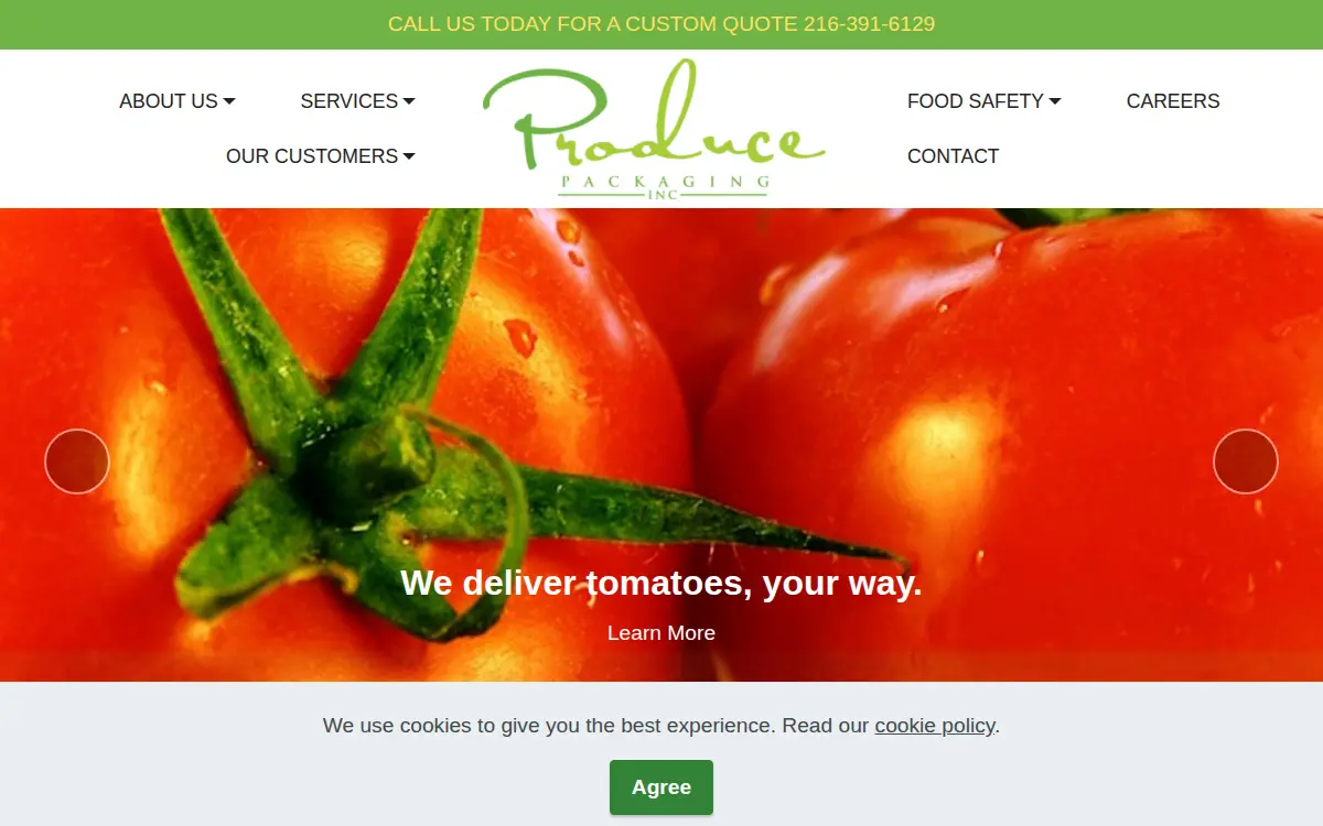 Homepage of Produce Packaging INC
