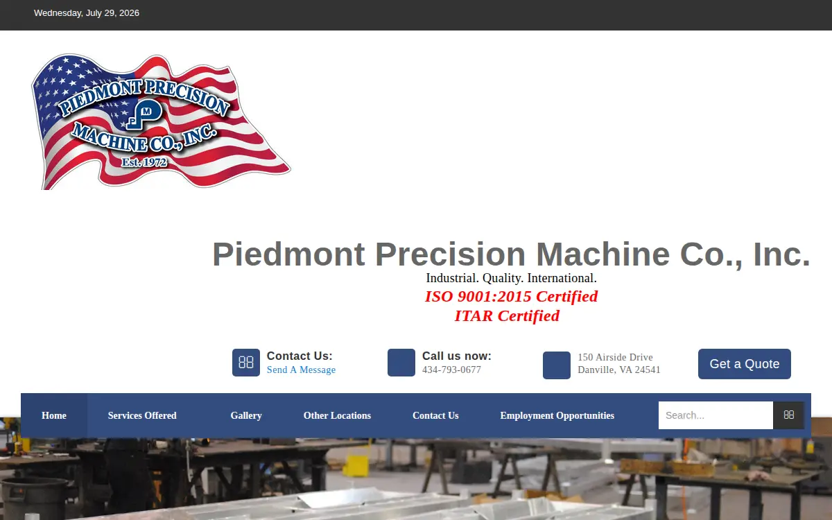 Homepage of Piedmont Precision Machine Co., INC.