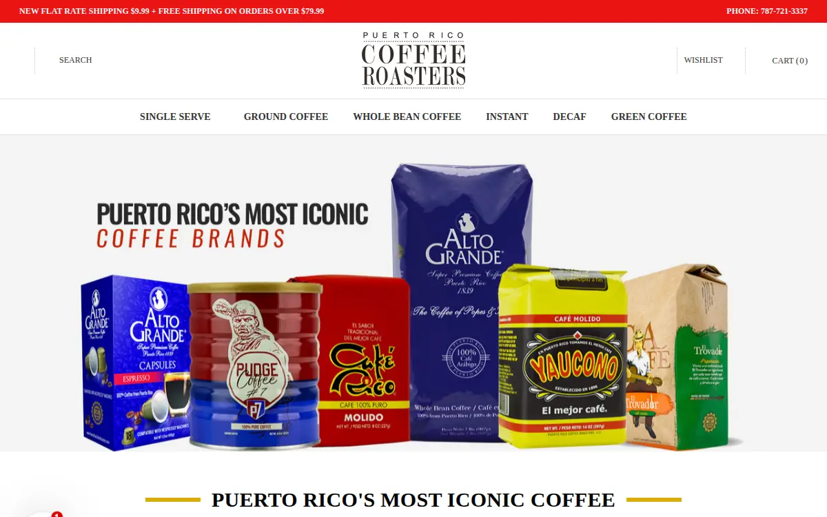 Homepage of Puerto Rico Coffee Roasters LLC