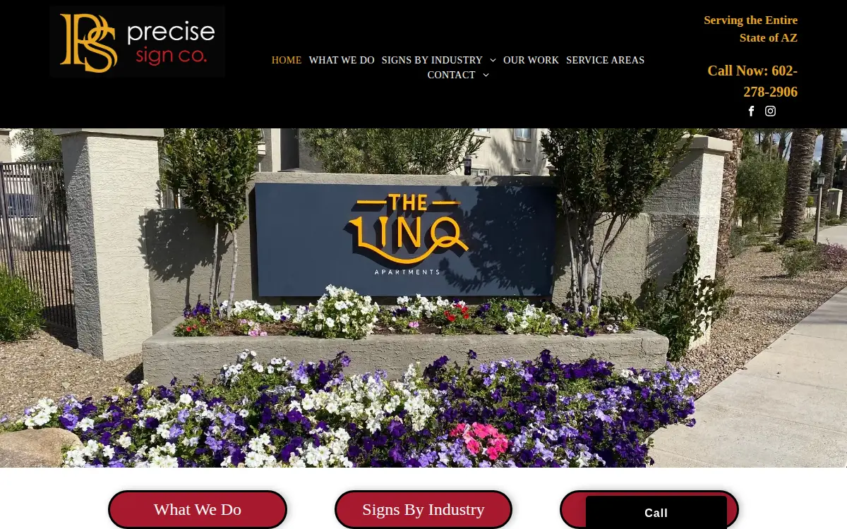Homepage of Precise Sign CO LLC