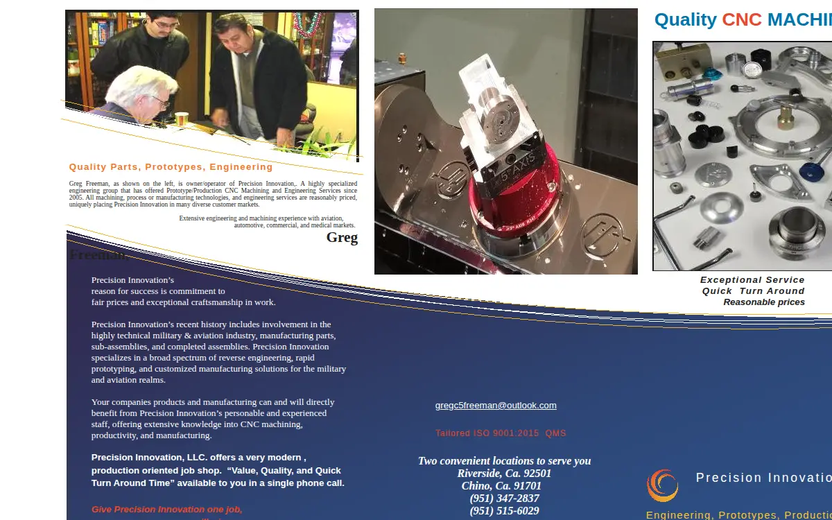 Homepage of Precision Innovation LLC