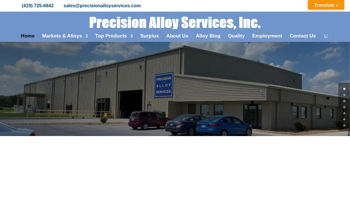 Homepage of Precision Alloy Services, INC.