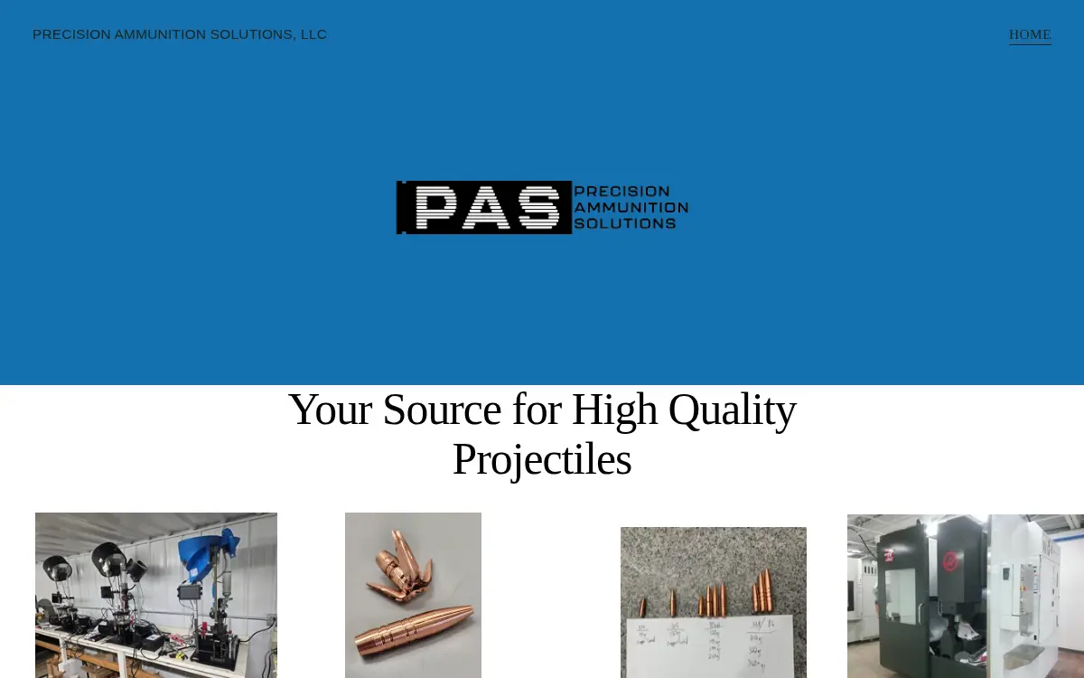 Homepage of Precision Ammunition Solutions, LLC