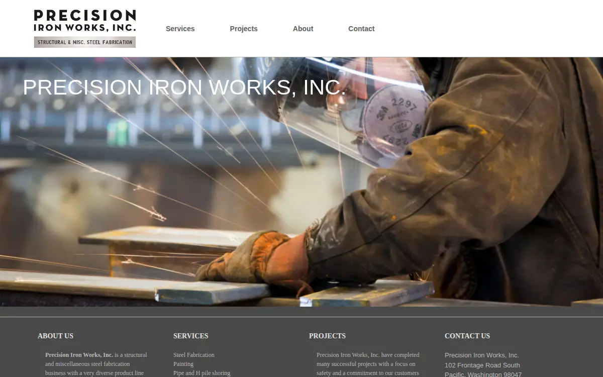 Homepage of Precision Iron Works, INC.