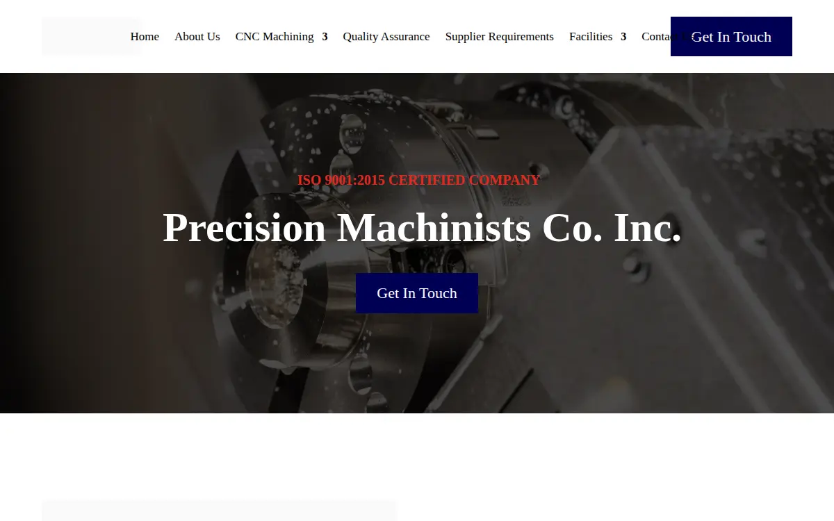 Homepage of Precision Machinists Company INC.