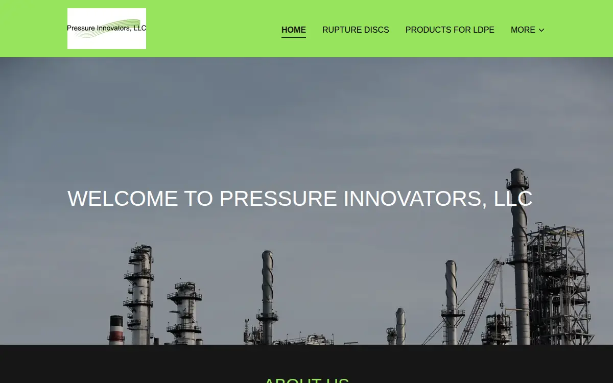 Homepage of Pressure Innovators LLC