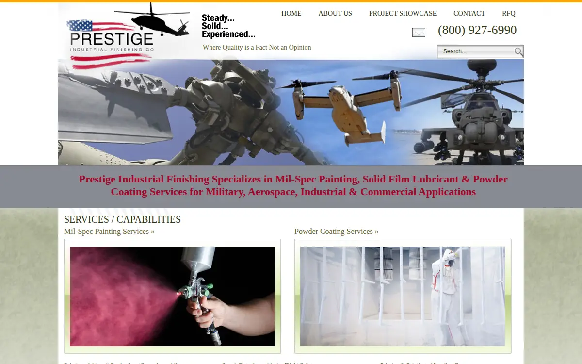 Homepage of Prestige Industrial Finishing Company
