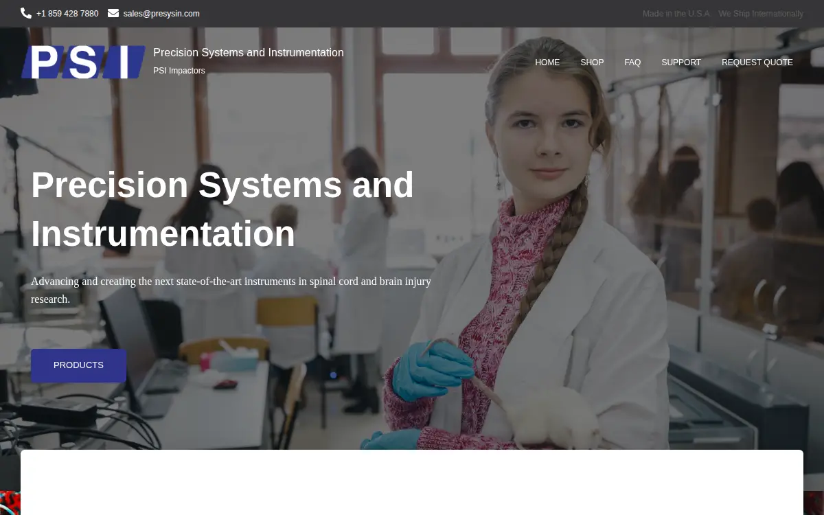 Homepage of Precision Systems & Instrumentation LLC