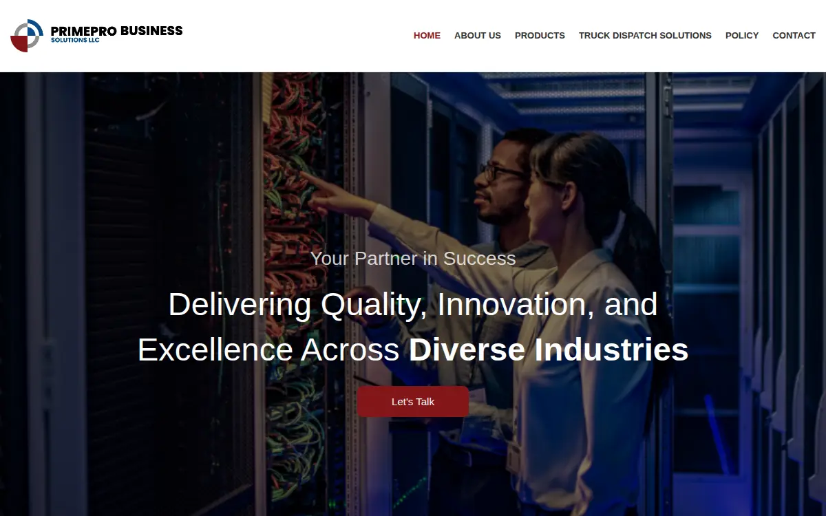 Homepage of Primepro Business Solutions LLC