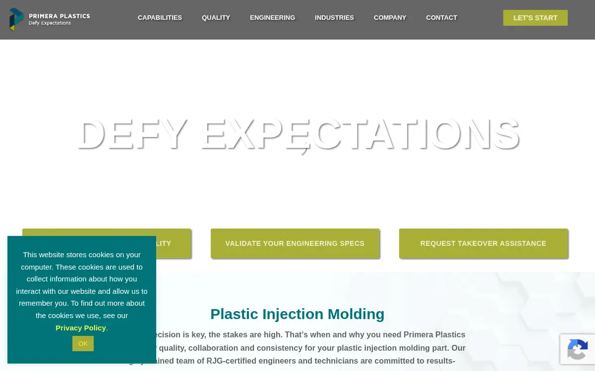 Homepage of Primera Plastics INC