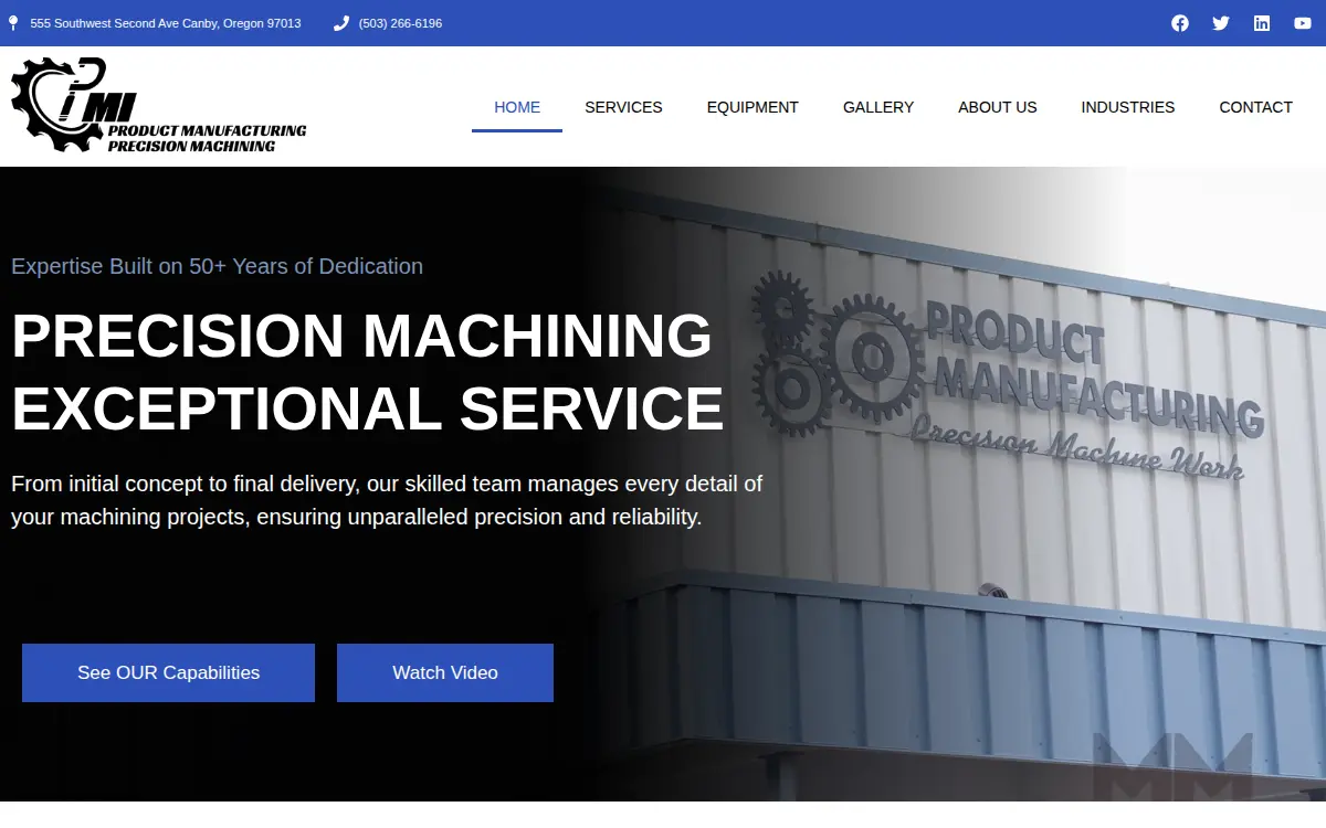 Homepage of Product Manufacturing, INC.