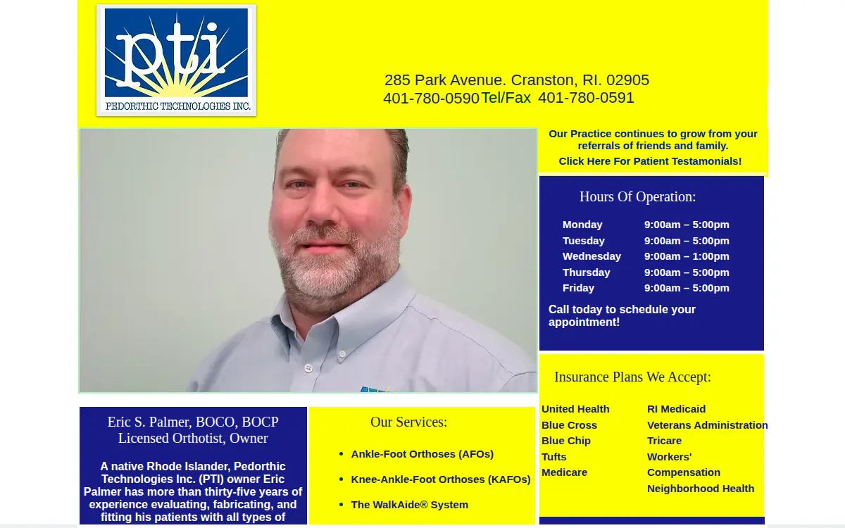 Homepage of Pedorthic Technologies INC