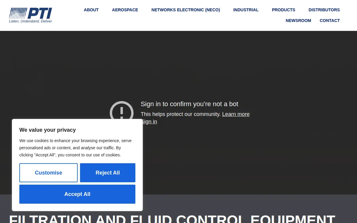 Homepage of Pti Technologies INC.