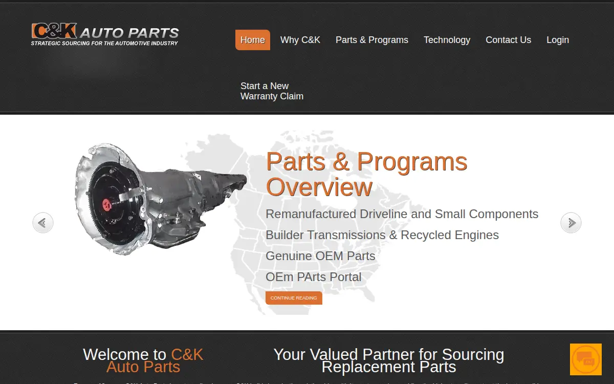 Homepage of C&k Auto Parts, LLC