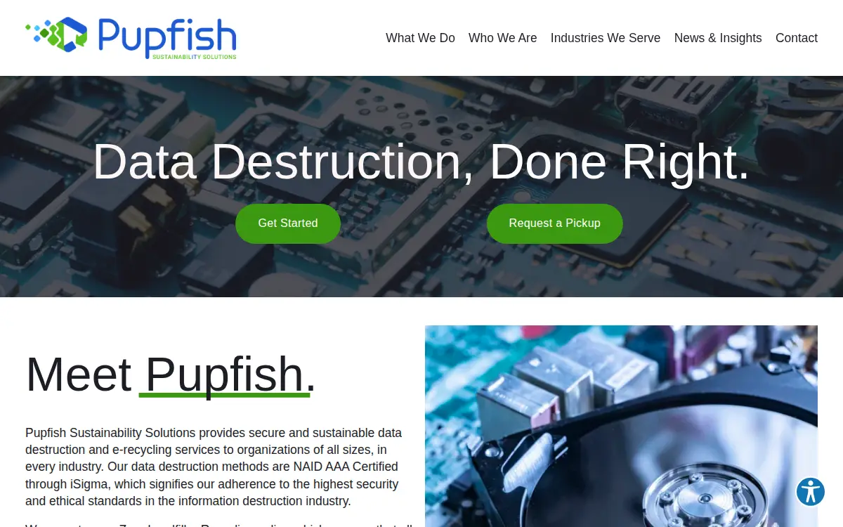 Homepage of Pupfish Sustainability Solutions INC.