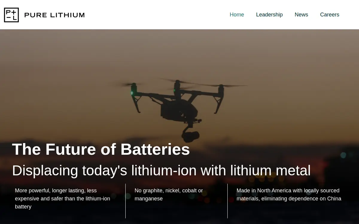 Homepage of Pure Lithium CORP