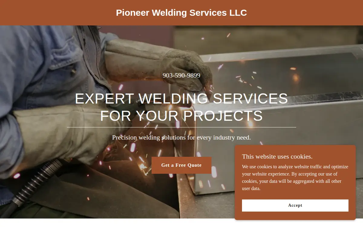 Homepage of Pioneer Welding Services LLC