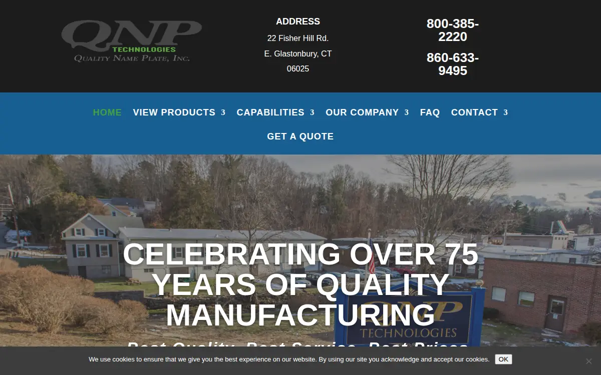 Homepage of Quality Name Plate, Incorporated