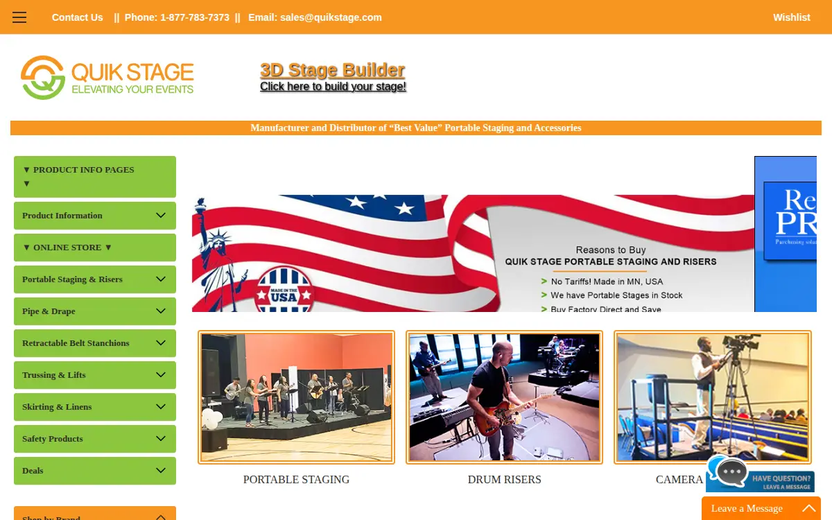 Homepage of Quik Stage INC