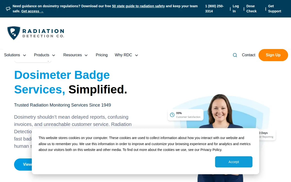 Homepage of Radiation Detection Company