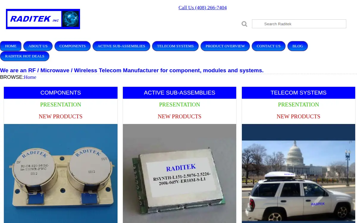 Homepage of Raditek INC.