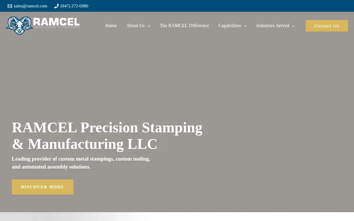 Homepage of Ramcel Precision Stamping & Manufacturing LLC