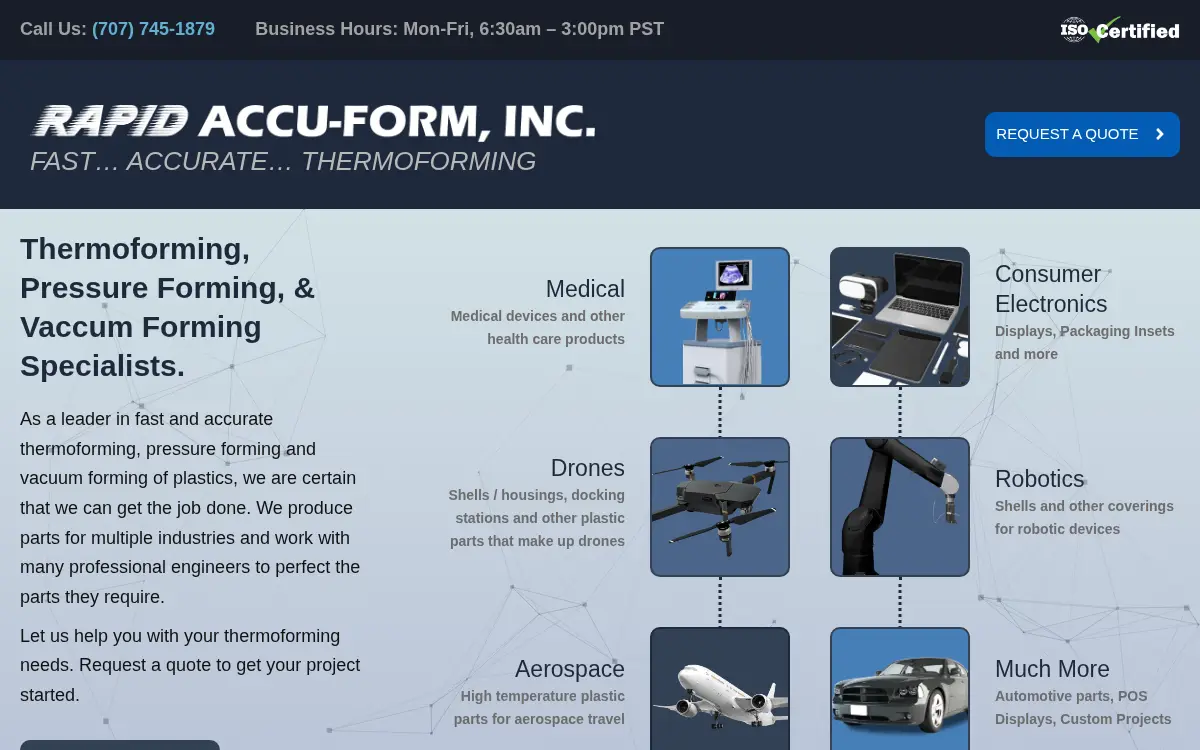 Homepage of Rapid Accu-form, INC
