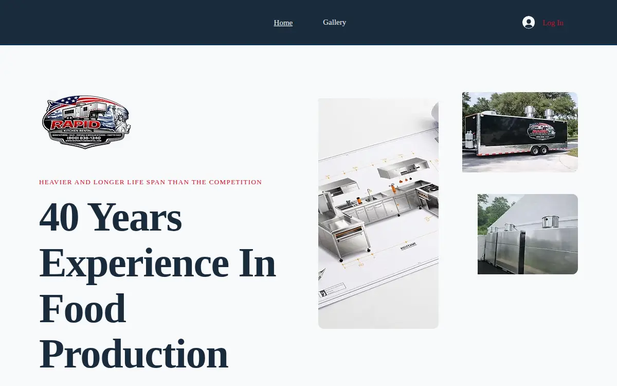 Homepage of Rapid Kitchen Rental, LLC